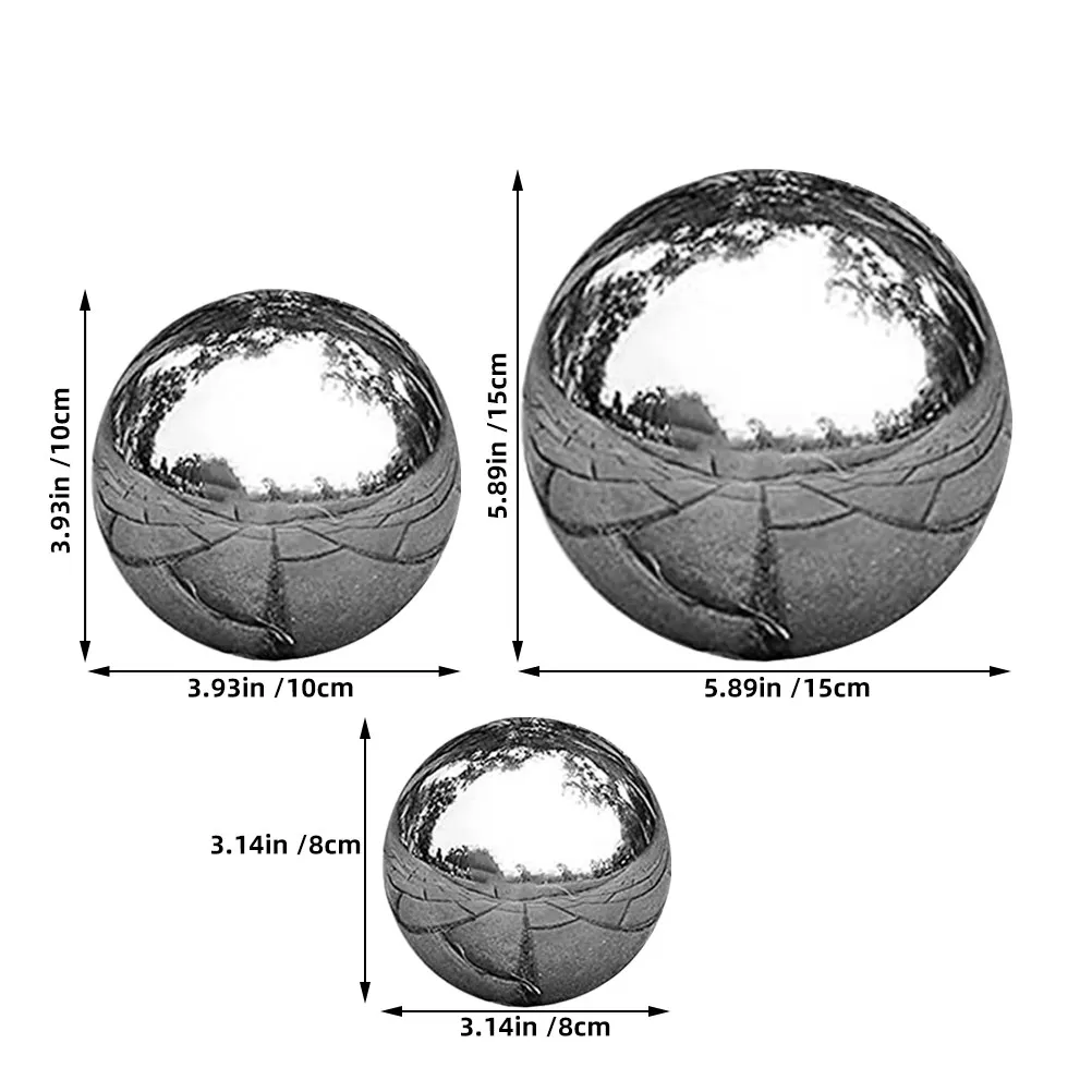 5Pcs 스테인레스 스틸 거울 구체 정원 글로브 광택 반짝 이는 반사 야외 실내 장식 공 날씨에 강한 내구성