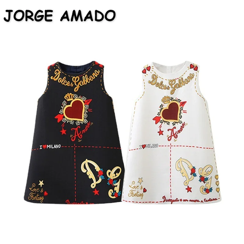 Girls Flower Princess Sundress Love Heart Embroidery Fashion Spring Autumn Vest Dress Baby Clothing E80703 girls dress
