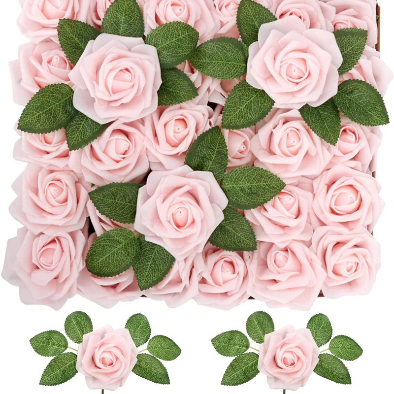 

New 25/50 Heads 8CM Artificial PE Foam Rose Flowers Bride Bouquet Flower For Wedding Party Decorative Scrapbooking DIY Flower