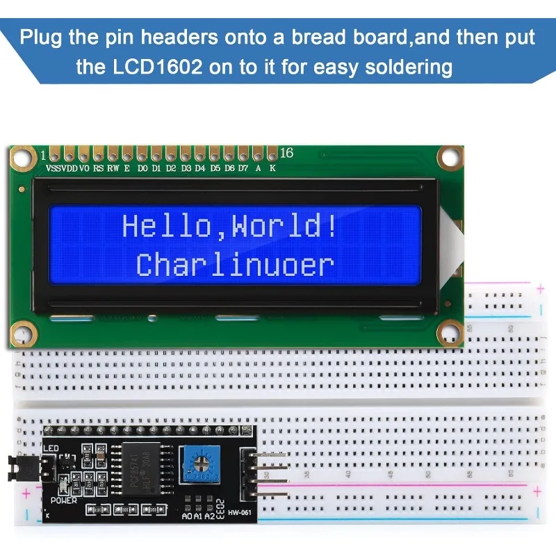 Freenove I2C IIC LCD 1602 Module (2 Pack), New Type TWI Serial 16x2 Display, Compatible with Arduino Raspberry Pi Pico ESP32 ESP8266