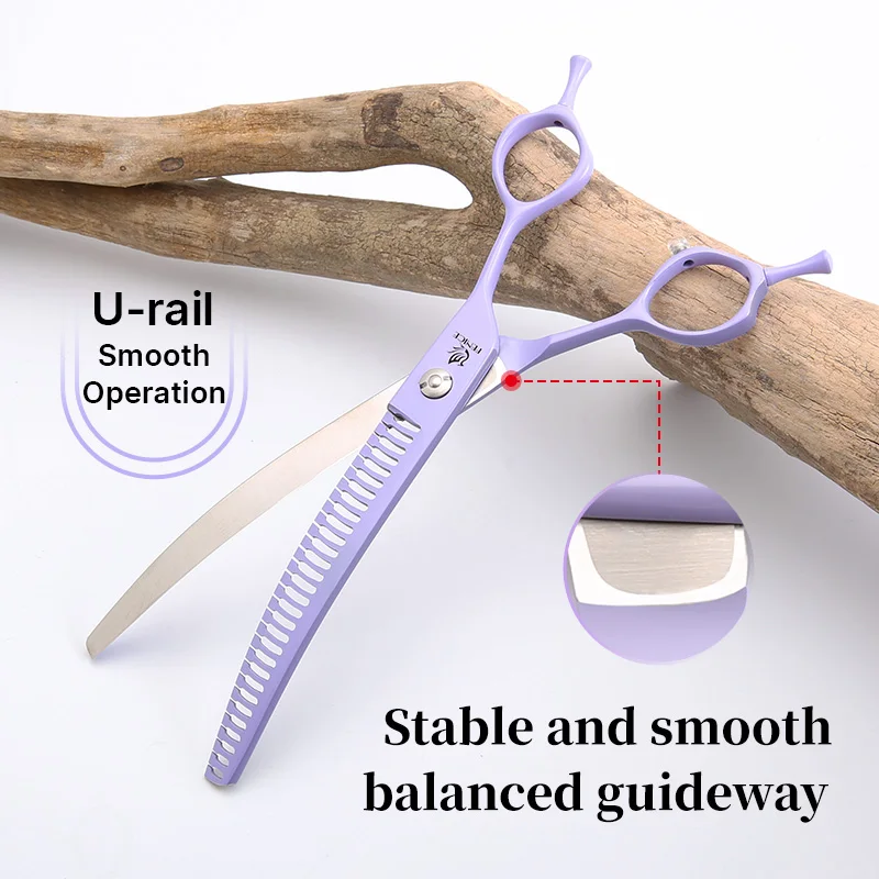 Fenice Professional 6.5/7.0/7.5 inch JP440C Steel Colorful Pink/Purple Curved Chunker Scissors Shears for Pet Grooming Tools dog grooming scissors