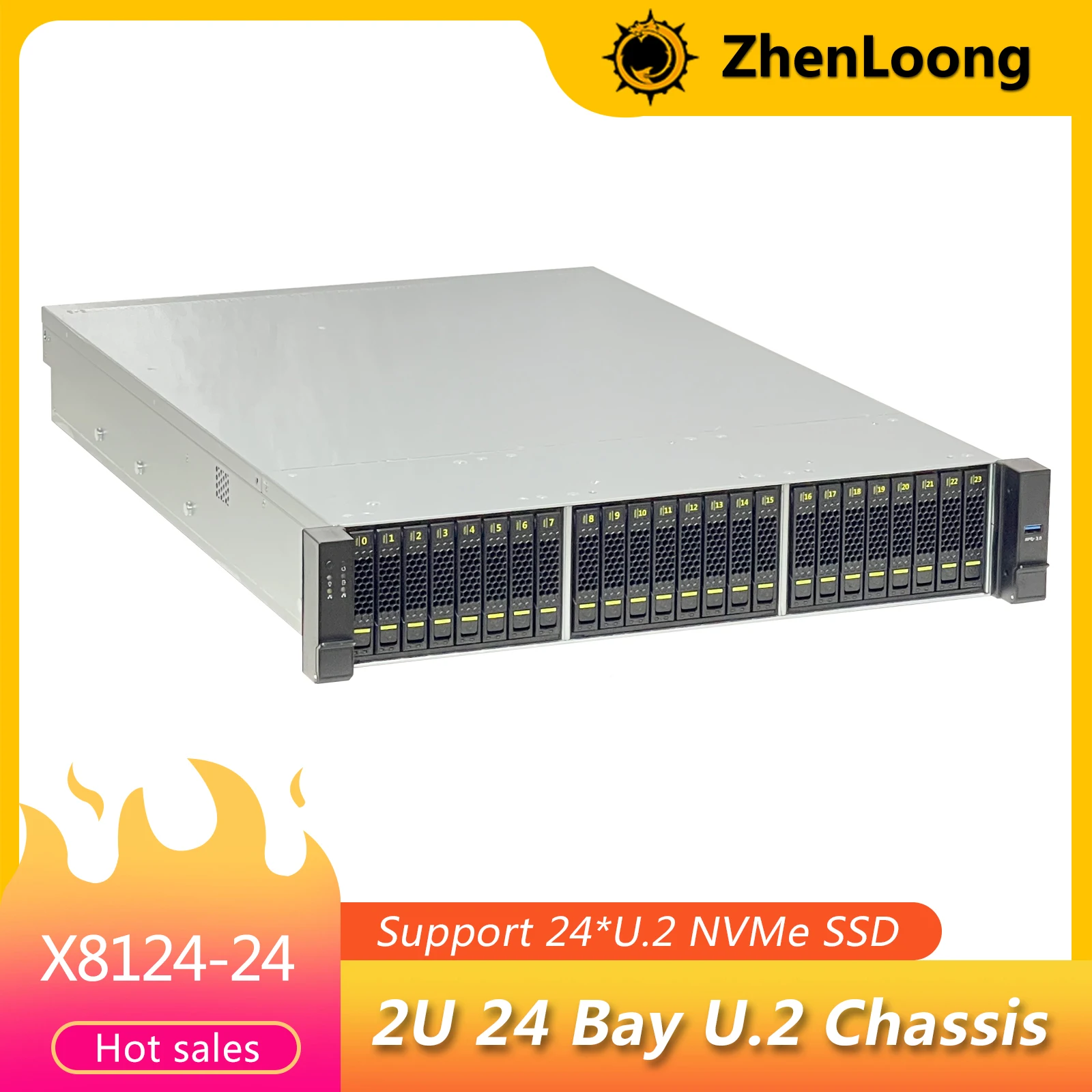 ZhenLoong 2U 24 Bay Rack Server Chassis U.2 Nvme SSD Hot Swappble Case ...