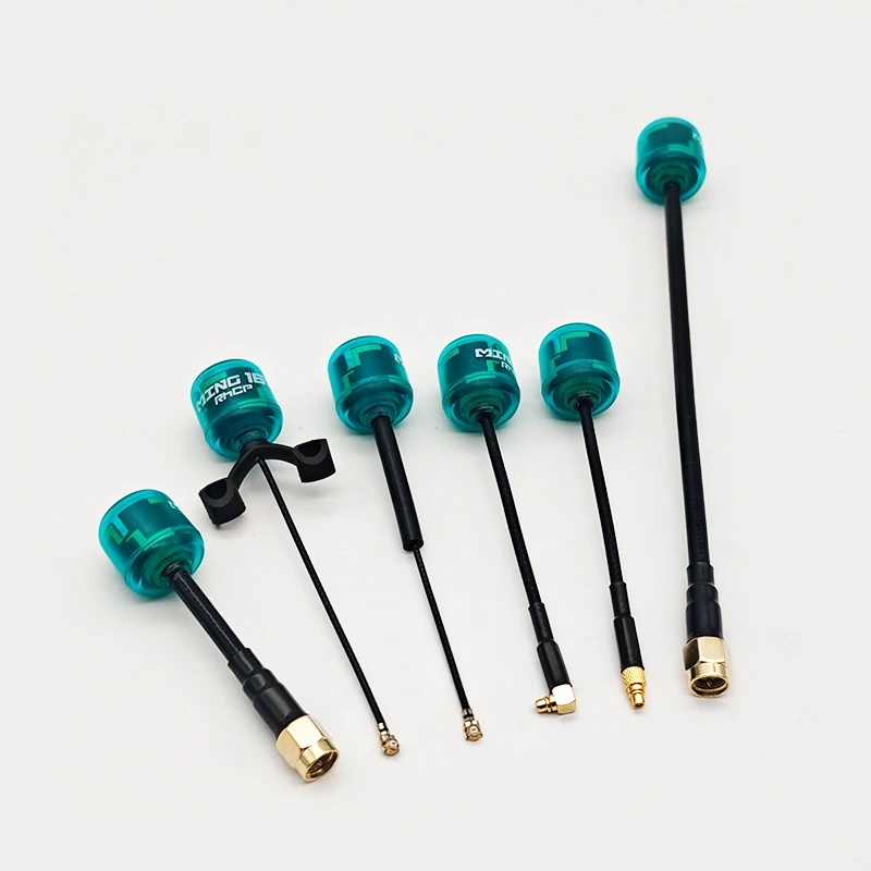 Antenne FPV 153mm RHCP avec connecteur RPSMA, longue tige flexible noire.