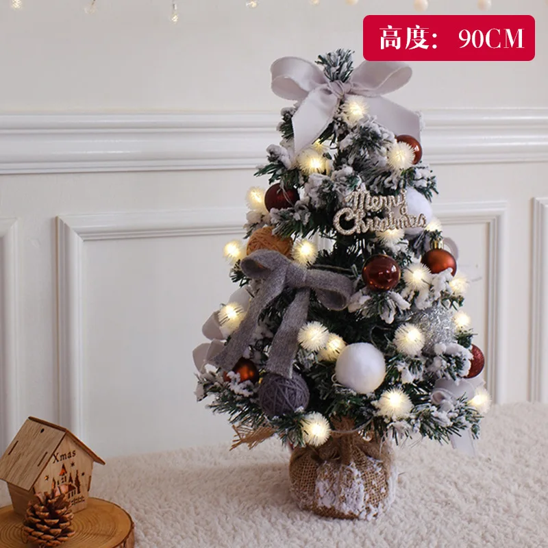 thumbnail image 1 of Paquete de árbol de Navidad gris de 45/60/90 cm, corona de flocado para colgar en la puerta, decoración de ambiente de escena de centro comercial de hotel, 1 of 5