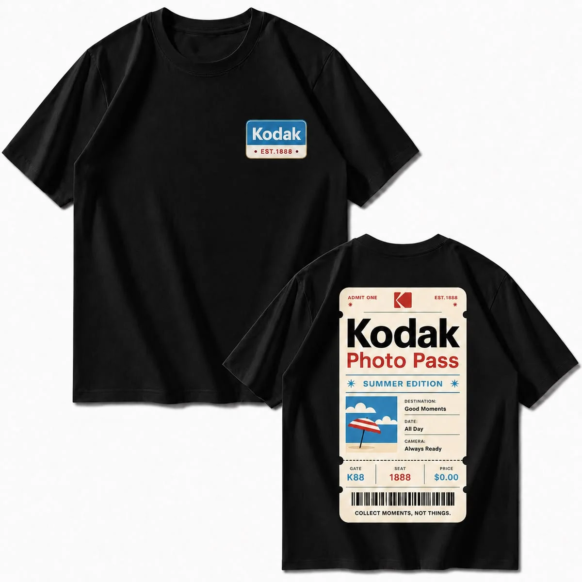 2026 Neues Kodak-Marken-T-Shirt Sommer 100% Baumwolle Herren- und Damen-Kurzarm-Oversize-Atmungsaktives Loses Y2K-Shirt-Oberteil