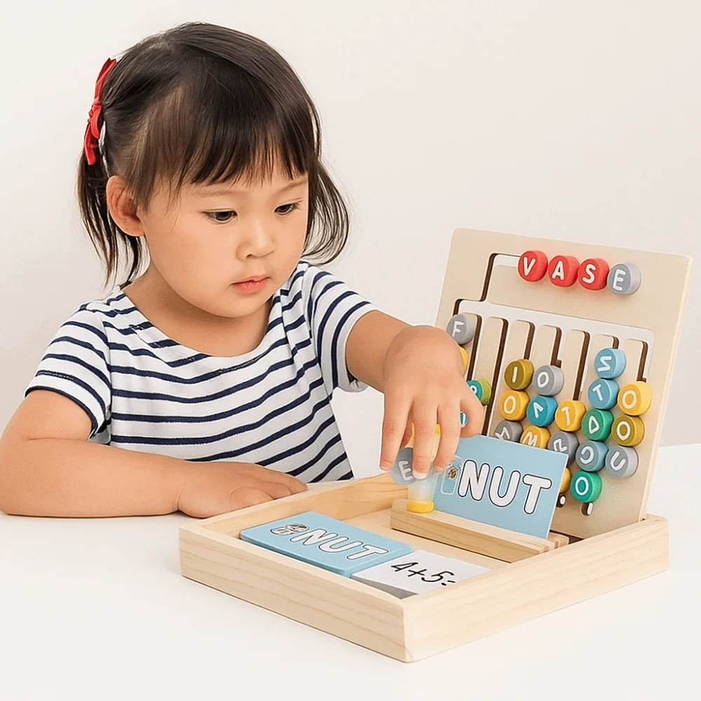 Four-color moving number English double-sided chess children's early education intelligence game learning box toy