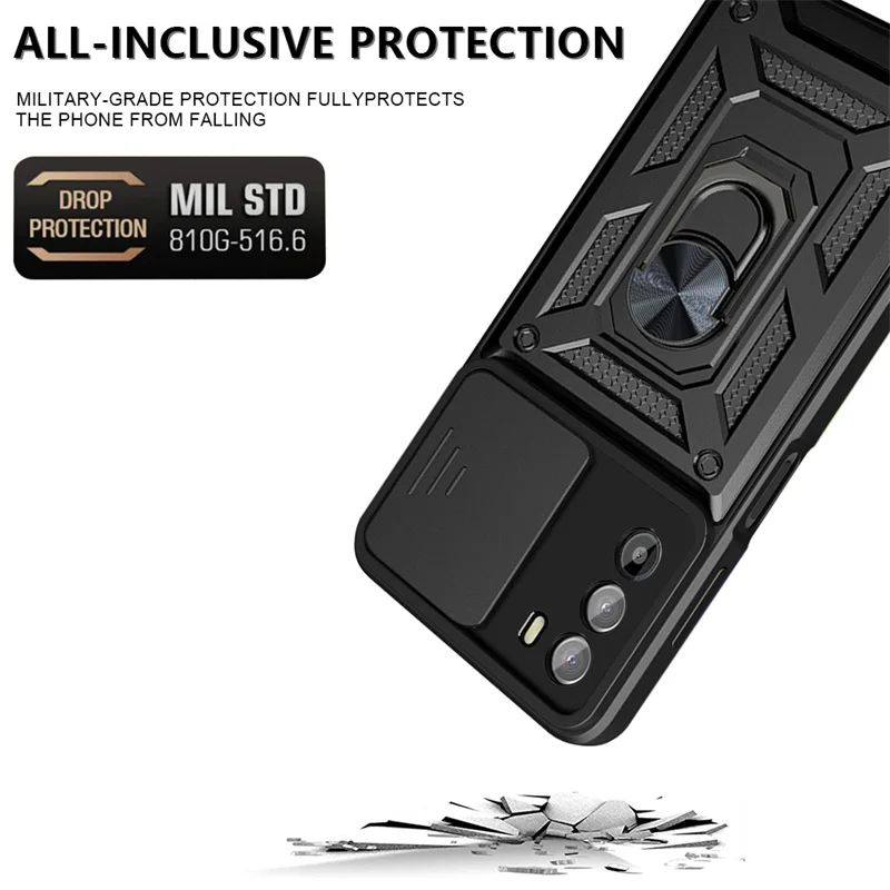 Slide Camera Lens Armor Case with Magnetic Holder Ring and Protective Cover