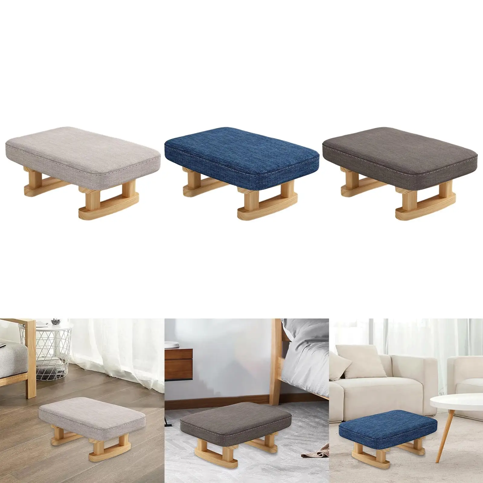 Dining Stool Foot Pads Rectangle Short Step Stool 41x30x18cm Soft Padded For Tearoom Couch