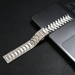 Stainless Steel Watch Band, 20mm - Premium Metal Strap - 22mm width band (Silver)