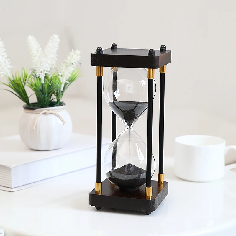 30 Mins Vintage Hourglasses Creative Study Wooden Four-pillar 30 Minutes Colorful Sand Hourglass Timer Gift Desktop Ornaments