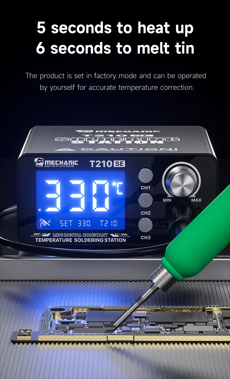 MECHANIC OFFICIAL Min 디지털 디스플레이 온도조절식 납땜 스테이션 T210 SE 용접 리워크 스테이션 휴대폰 PCB SMD IC 납땜