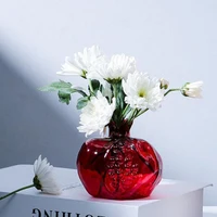 Red Pomegranate Shape Flower Vase Transparent Glass Vase For Flowers Hydroponic Cachepot Creative Home Decoration 2Sizes