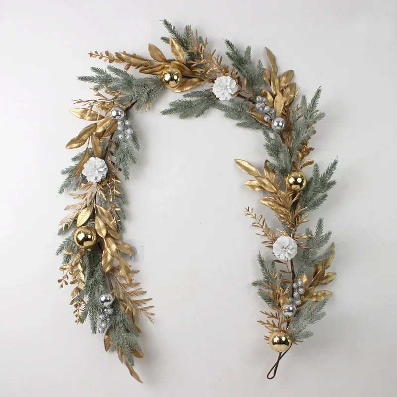 thumbnail image 1 of New Artificial Christmas Wreath Branch Rattan Golden Garland Front Door Hanging Wall Indoor Outdoor Christmas Ornament Decor, 1 of 5