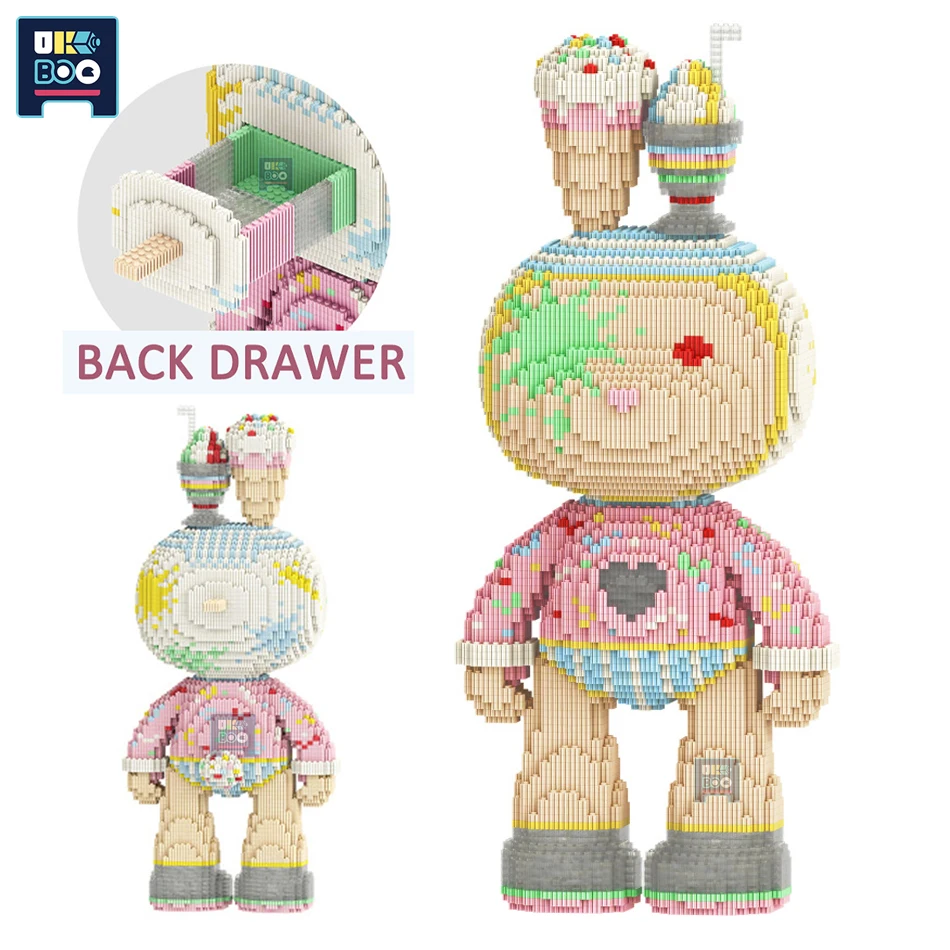 

8800PCS Животное Кролик Momo Nano Строительные Блоки Модель DIY Мультфильм Цвет Мороженое Кролик Мини Кирпичи Игрушки для Детей Подарок