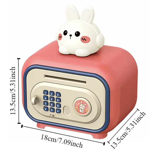 Password Lock Automatic Roll-Up Savings Bank Voice Reminder Fingerprint -Protected Children Money Boxes Storage Box Cartoon 5