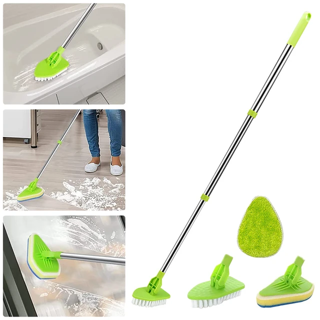 DODOING 2 in 1 Adjustable Floor Scrub Brush Long Handle Scrubber Cleaning  Tile Bathroom Bathtub Long Handle Scrub Brush