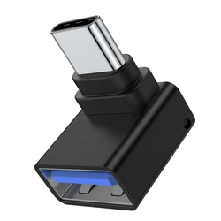 USB - C to USB 3.0 Right Angle Adapter - 90 - Degree OTG Extension Connector (Black)