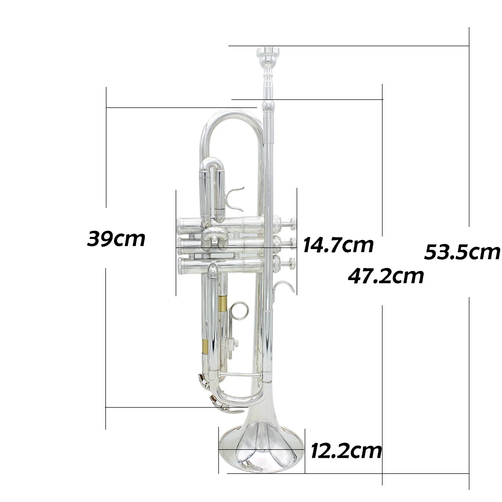 SLADE Silver Trumpet Brass Standard Bb Trumpet Set for Student Beginner with Hard Case Gloves 7 C Mouthpiece Accessories