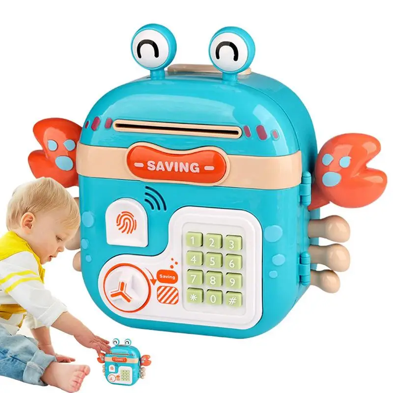 

Kids Money Bank Money Saving Box With Lights & Music Password Code Lock Lights & Music Cartoon Crab Money Box For Boys Kids