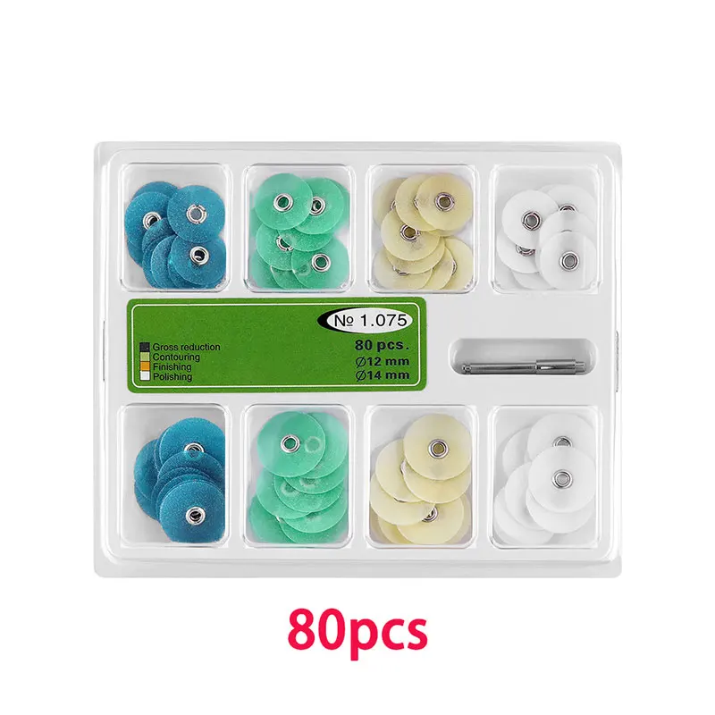 

40/80pcs Dental Polishing Discs Gross Reduction Contouring Mandrel Stripes Set Materials Teeth Whitening 4 Color Disk