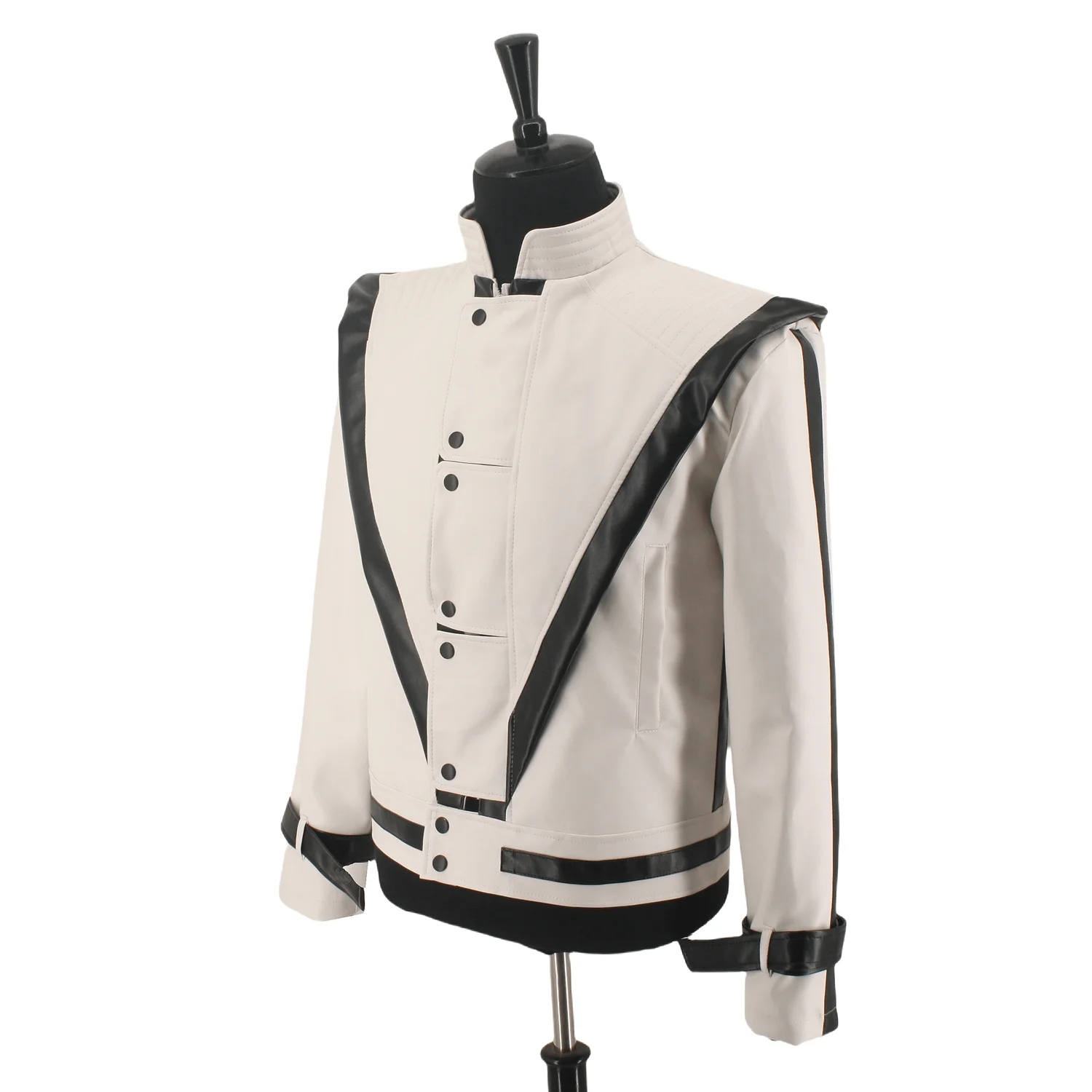 Role-player Michael Jackson Costumes Thriller Jacket White Leather MV show Imitation Retro Halloween Christmas 2