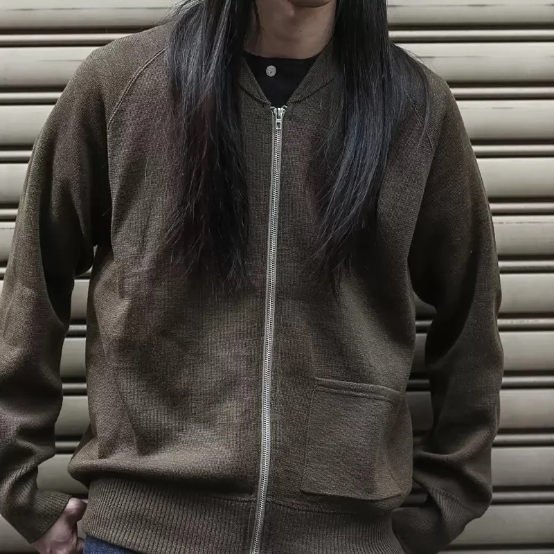 남성용 러기드 브론슨 2 차 세계 대전 USAAF C-2 플라잉 스웨터, 플레인 라글란 소매 모직 가디건
