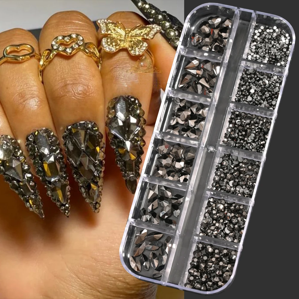 Deluxe Nail Art Rhinestones Kit with Storage Organizer for Stunning Holiday Designs