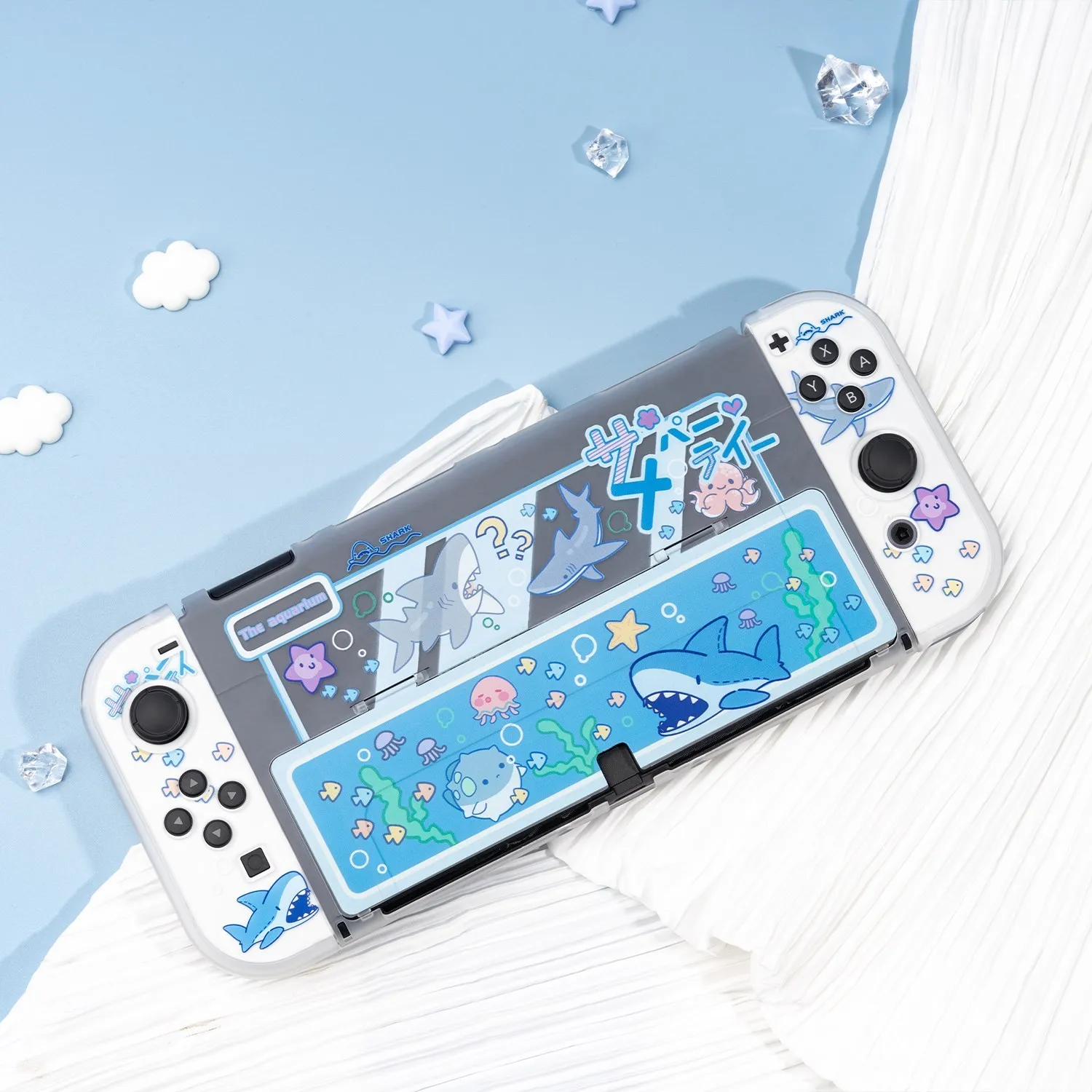 GeekShare Shark Party Hard Shell Transparent Split Joy-con