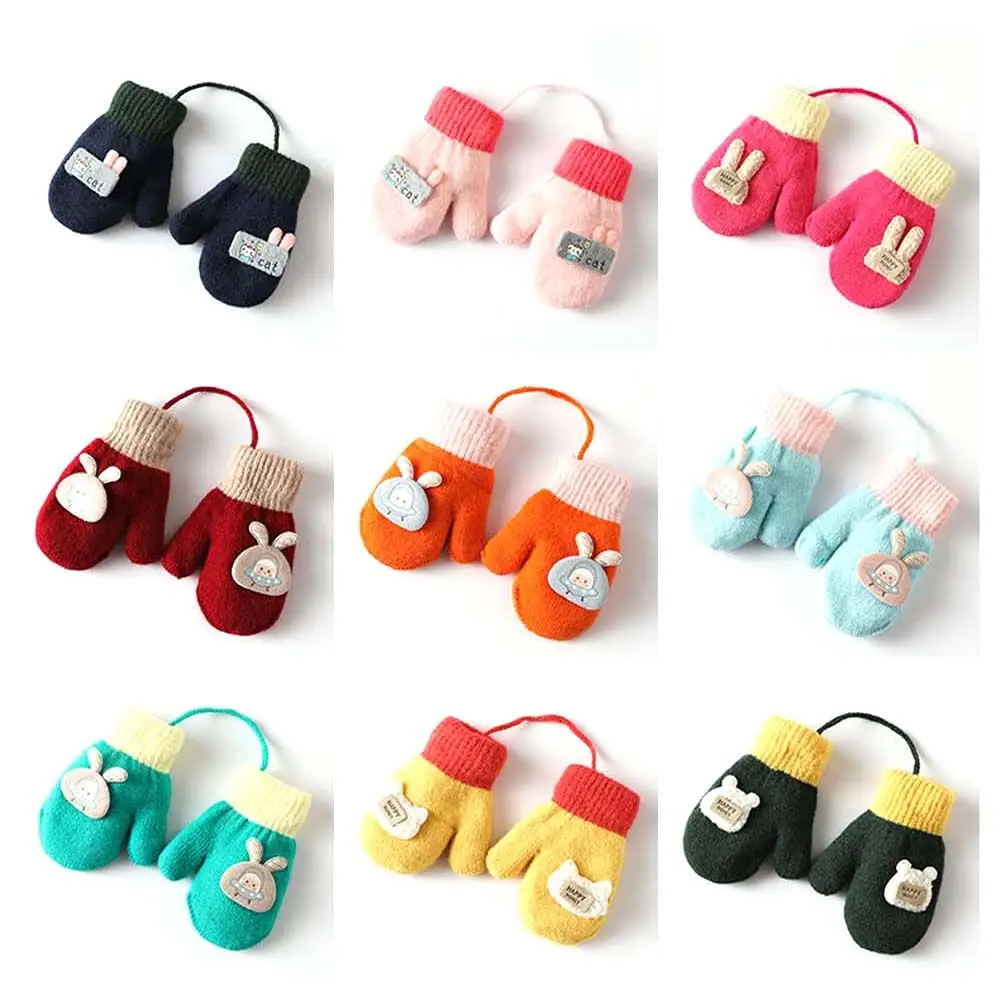 Autumn Winter Soft Girls Boys Infant Toddler Knitted Gloves Thickened Warm Mittens Baby Mittens