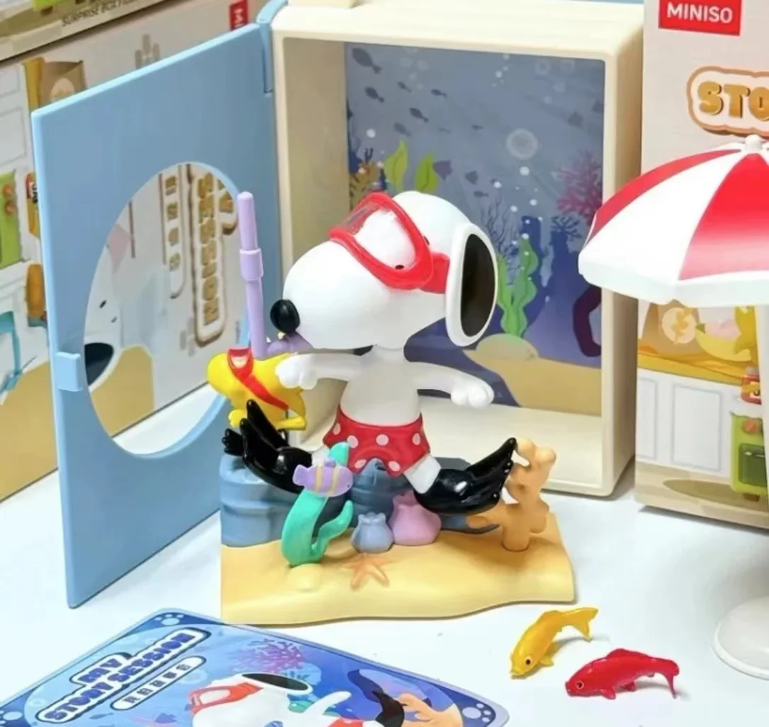 thumbnail image 1 of Caja sorpresa con temática de la serie Snoopy original de Miniso, modelo de dibujos animados divertidos, kit de garaje, juguete sorpresa, adorno de juego de moda, regalo, 1 of 5