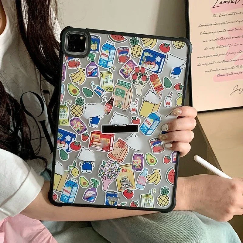 

Cat Milk Acrylic iPad Case for iPad Air 4 Air 5 10.9inch iPad Pro 2020 2021 2022 11inch 12.9inch Protective Cover Shell