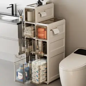 Armario de almacenamiento con cajones para baño, mueble de plástico para  cocina, estrecho, multicapa - AliExpress