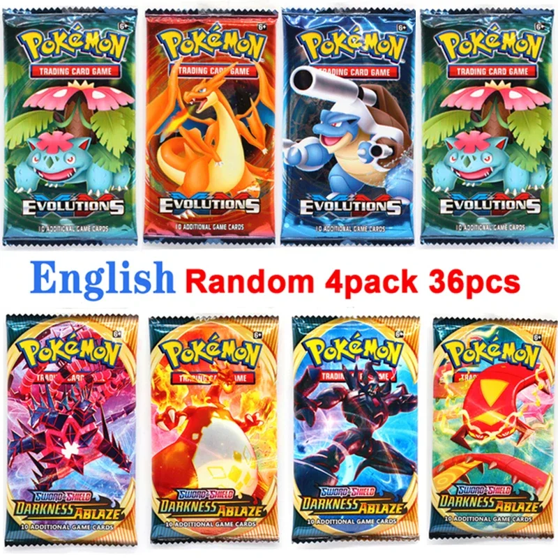 

36/40Pcs Pokemon Cards Evolutions Darknss Ablaze GX Vmax EX Mega Energy Shining Game Carte Battle Trading Collection Card Gifts