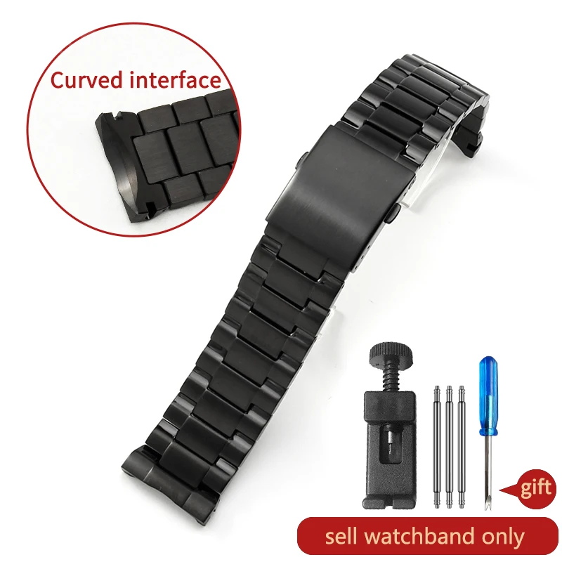 thumbnail image 1 of Correa de reloj para hombre de 26 mm con hebilla plegable y diseño de arco, de acero inoxidable macizo antialérgico Dz4323 Dz4318 4309, 1 of 5