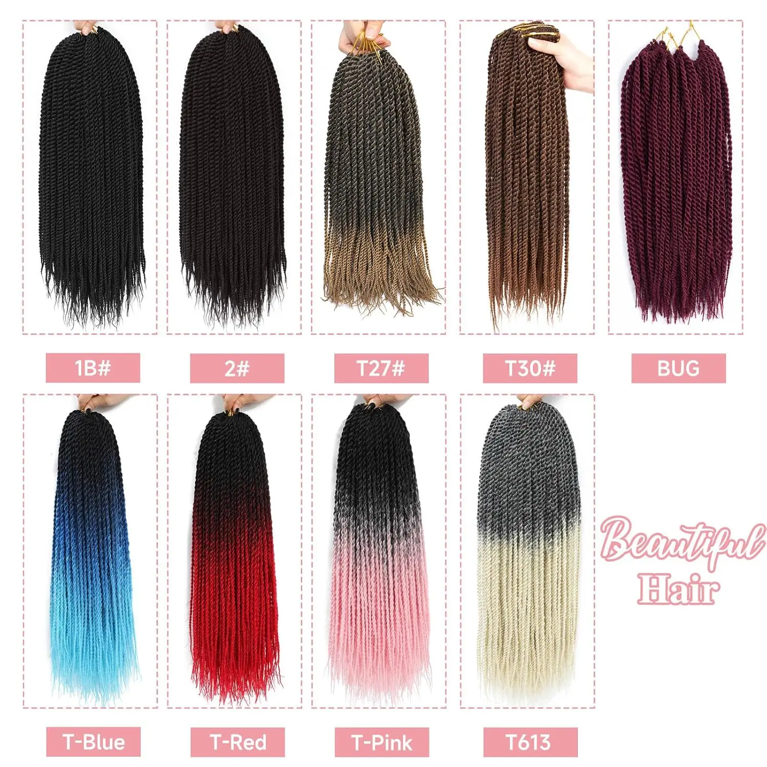 Senegalese Twist Crochet Hair For Kids Black Women 14/18 Inch Pretwisted Short Crochet Hair 20 Strands Crochet Braids Synthetic 5