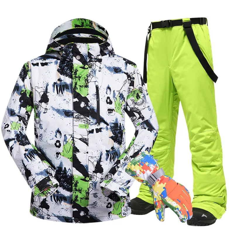 Men's Ski Suit Brands Winter Windproof Waterproof Thermal Snow Jacket And Pants Sets for Skiing And Snowboard men snow jumpsuit ski jacket