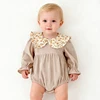 Vintage Newborn Infant Baby Girls Romper Spring Floral Corduroy Baby Rompers Infant Bodysuit Toddler Onepiece Baby Clothes