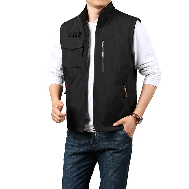 Heated Vest Luxury Men's Clothing Hunting Work Man Leather Vests Multi Pocket Tactical Military Camping Sports Large Size Coat