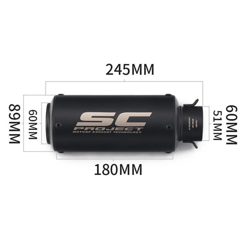 Motorcycle exhaust muffler Universal 51/60mm inox carbon fiber with DB Killer for z900 R3 R25 MT07 MT09 R1 Z400 Z650
