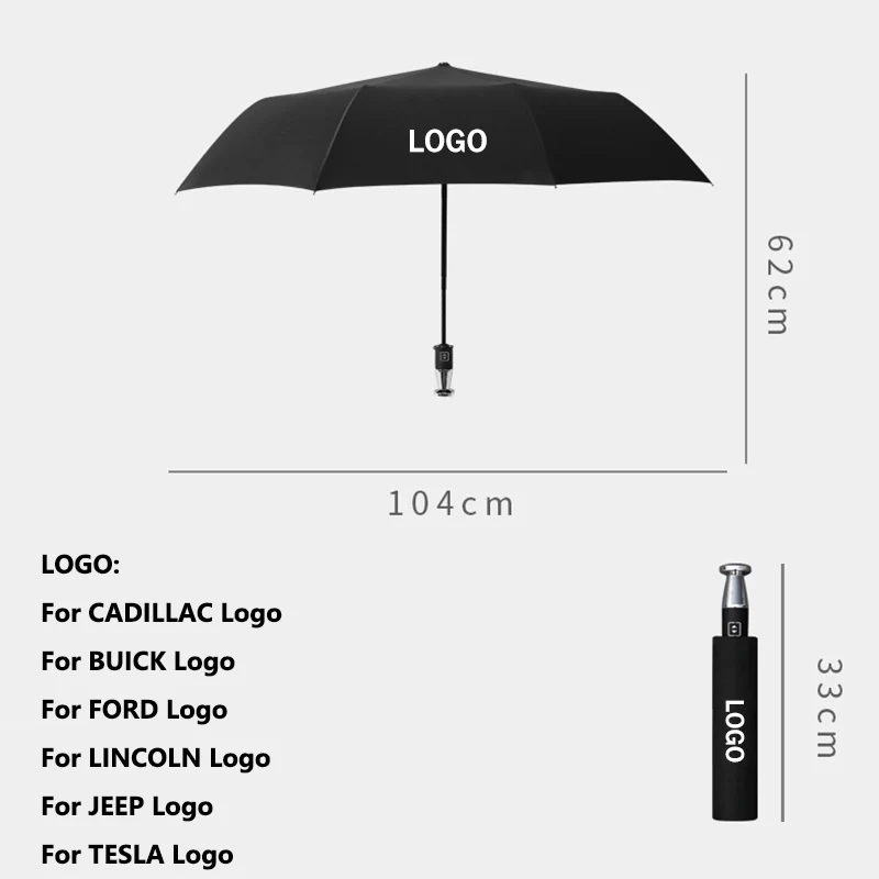 Badge Umbrella Rainproof Brand Car Styling Strong Wind Resistant Sun Protection For LINCOLN FORD BUICK CADILLAC JEEP TESLA wind resistant umbrella
