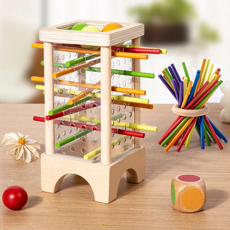 Montessori Game Wooden Board Game,30 Colorful Wooden Sticks Dice Game Math Educational Toy,Fine Motor Skills & Counting Toy