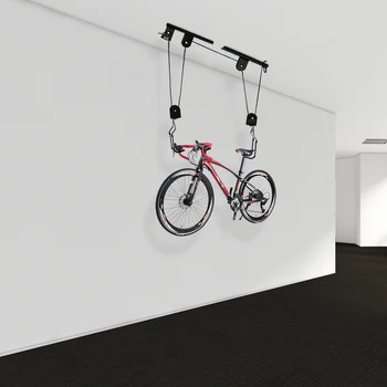 Bike Hoist for Garage Ceiling Mount Pulley System Bike Storage Set Of Bike Hangers for Garage Storage 3