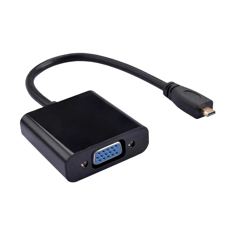 Переходник с Micro HDMI на VGA активный преобразователь видеокабеля Micro HDMI на VGA для проектора ноутбука HDTV