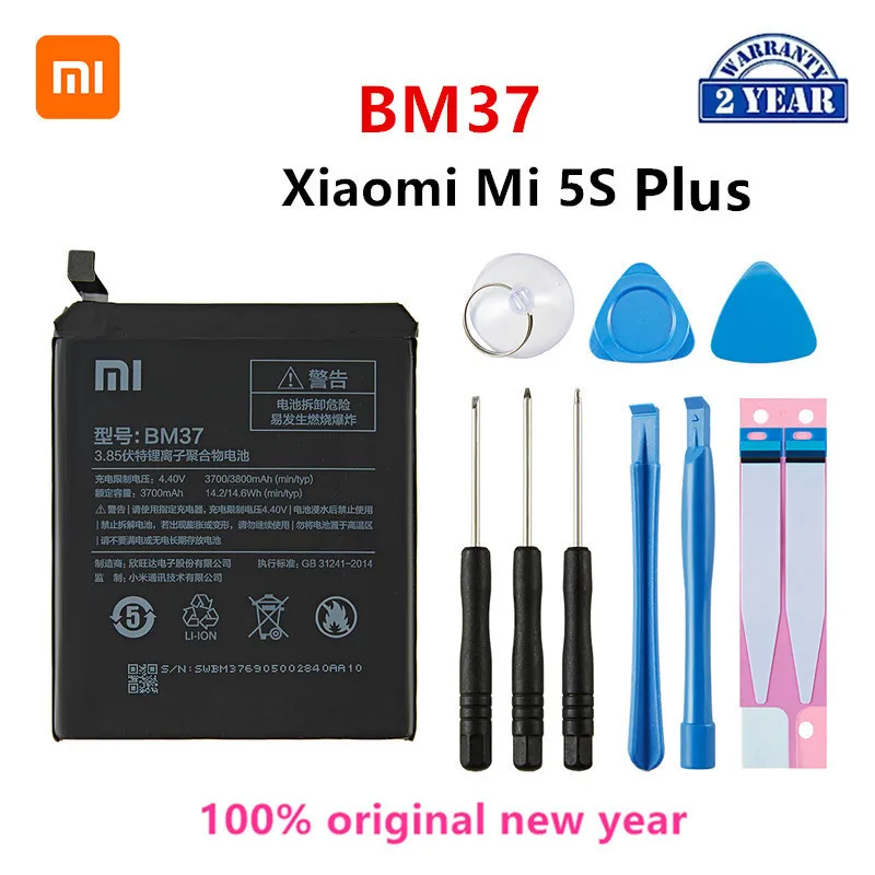 

Xiao mi 100% Orginal BM37 3800mAh Battery For Xiaomi Mi 5S Plus MI5S Plus BM37 High Quality Phone Replacement Batteries +Tools