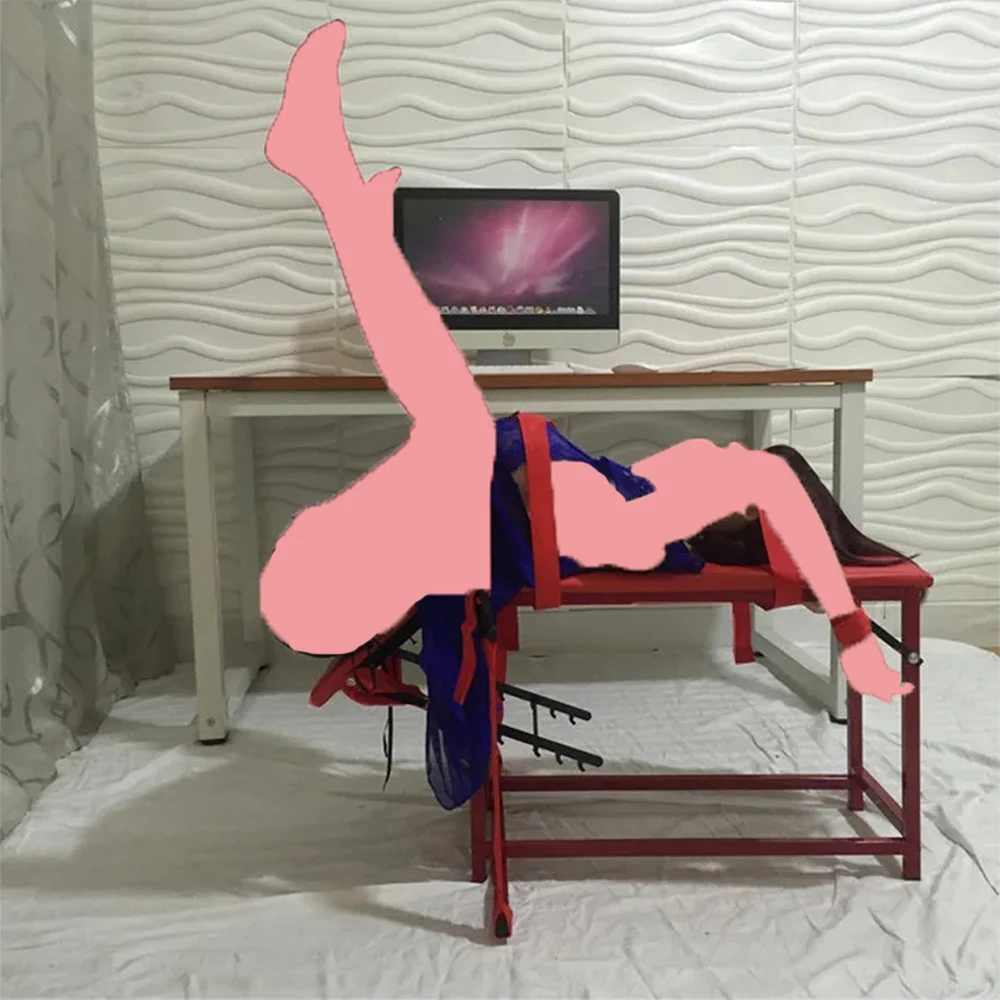 Folding Adjustable Sex Chair Furniture Forced Split Leg Positions Chair Restraint Rope Flirting Handcuffs Bondage Tools Couples bondage sex chair
