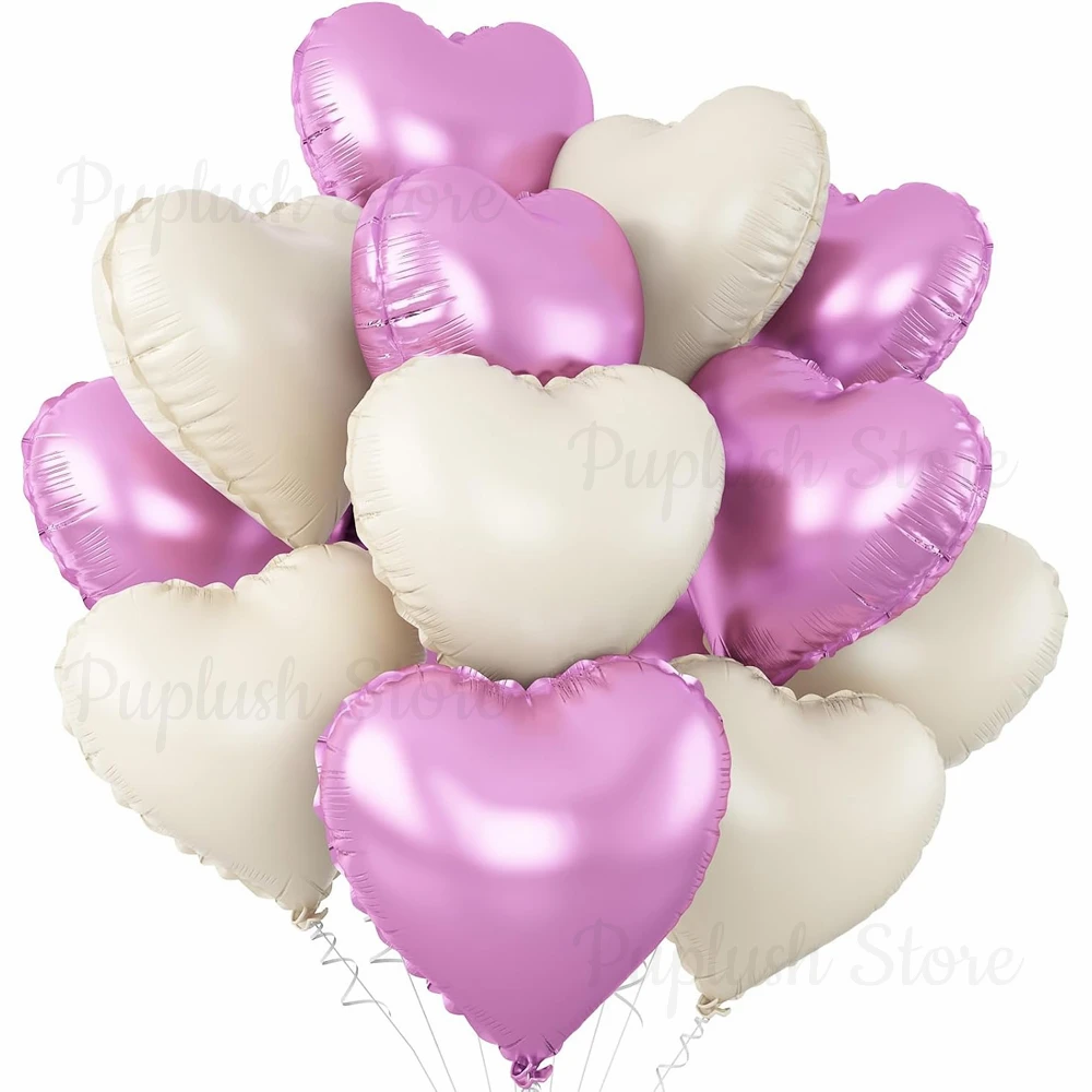 10-Pack Rose Red & Pink Heart Foil Balloons for Romantic Celebrations