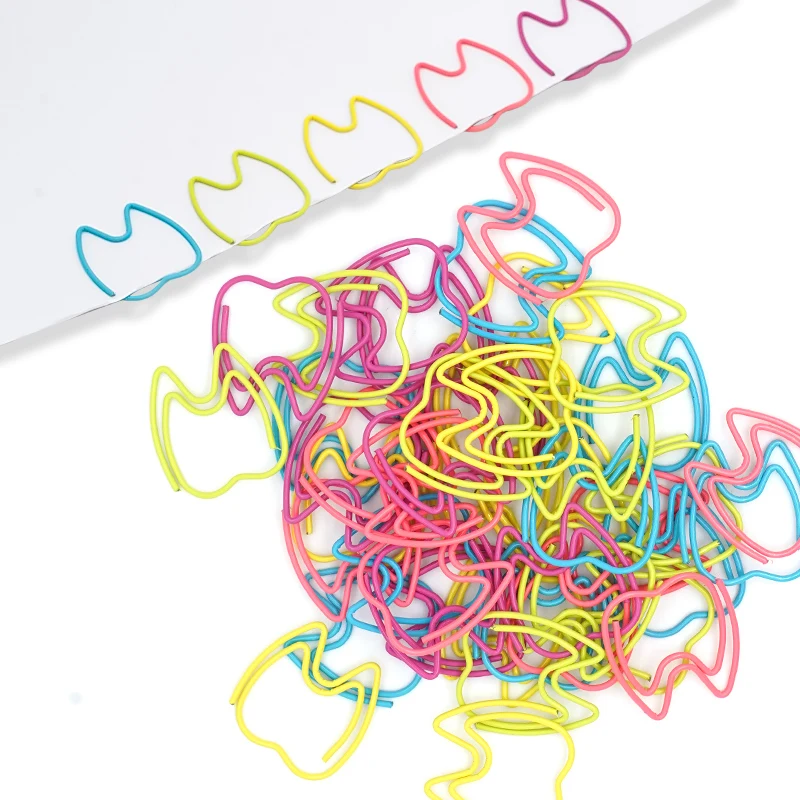 10Pcs 치과 의사 선물 다채로운 크리 에이 티브 치아 모양의 종이 클립 색인 책갈피 노트 편지 고정 클립 치과 장식