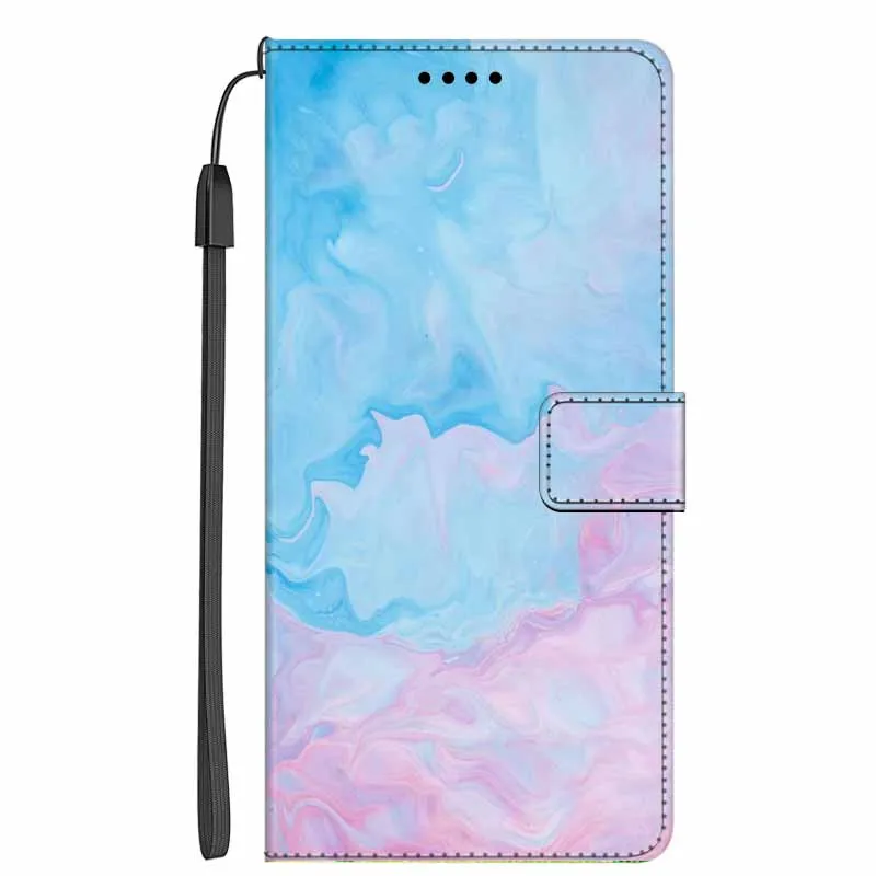 Festive Marble Leather Phone Wallet Flip Cover with Card Holder and Stand