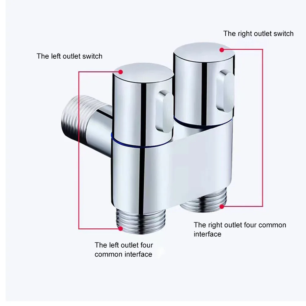 Toilet Water Diverter G1/2 1 In Two Out Double Control Washing Machine Faucet Toilet Triangle Valve Toilet Companion Angle Valve 5