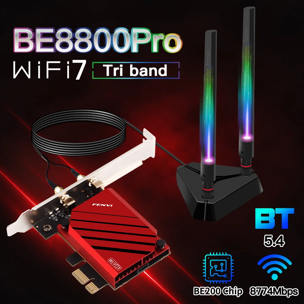Fenvi wifi 7 tri band 8800mbps be200 for bluetooth 5 4 802 11be